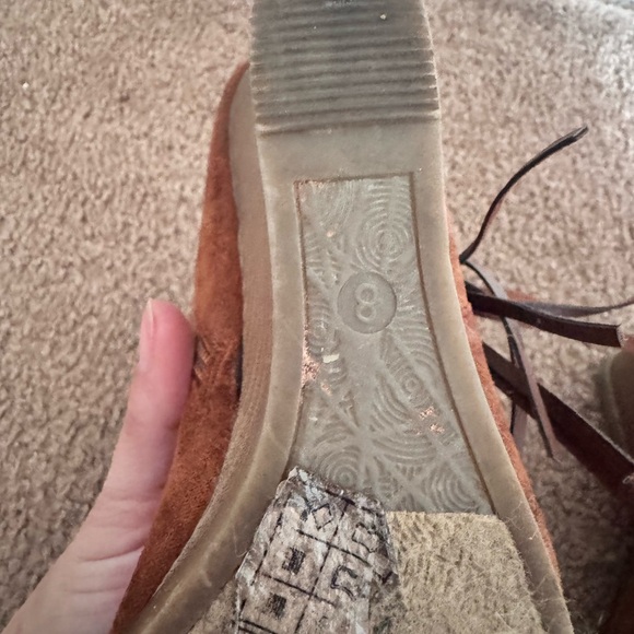 Brown Suede Ankle Boots with Fringe - Picture 5 of 5